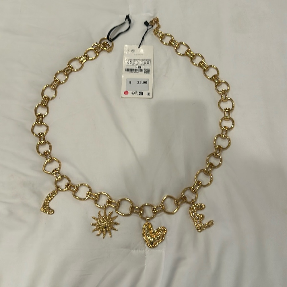 Zara gold link love belt